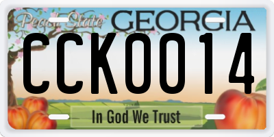 GA license plate CCK0014