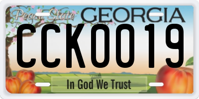 GA license plate CCK0019