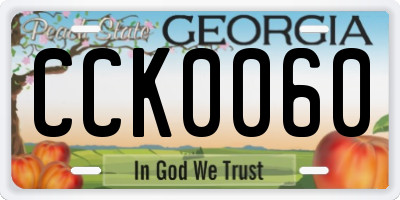 GA license plate CCK0060