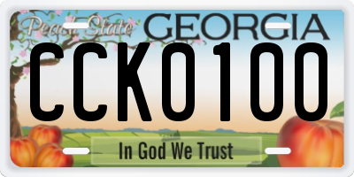 GA license plate CCK0100
