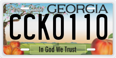GA license plate CCK0110