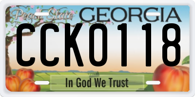 GA license plate CCK0118
