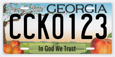 GA license plate CCK0123