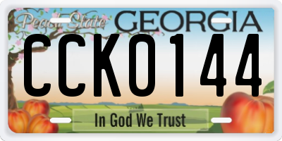 GA license plate CCK0144