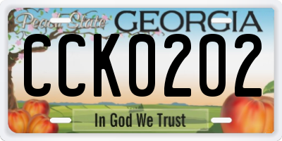 GA license plate CCK0202