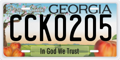 GA license plate CCK0205
