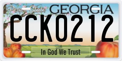 GA license plate CCK0212