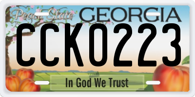 GA license plate CCK0223