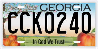 GA license plate CCK0240