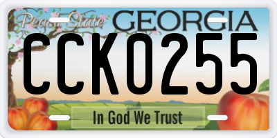 GA license plate CCK0255