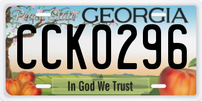 GA license plate CCK0296