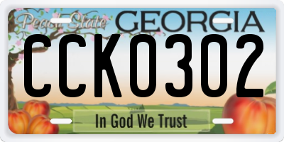 GA license plate CCK0302