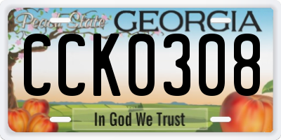 GA license plate CCK0308
