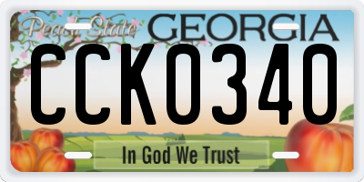 GA license plate CCK0340
