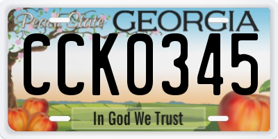 GA license plate CCK0345