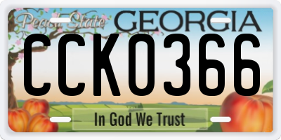 GA license plate CCK0366