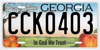 GA license plate CCK0403