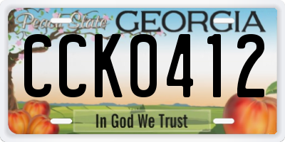 GA license plate CCK0412