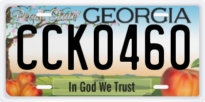 GA license plate CCK0460