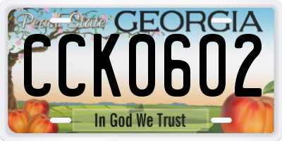 GA license plate CCK0602