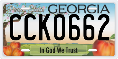 GA license plate CCK0662