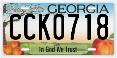 GA license plate CCK0718