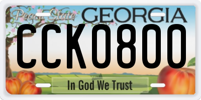 GA license plate CCK0800