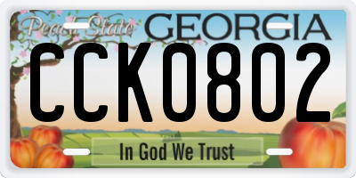 GA license plate CCK0802