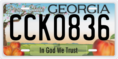 GA license plate CCK0836