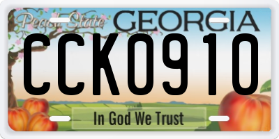 GA license plate CCK0910