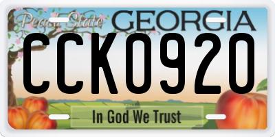 GA license plate CCK0920