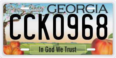 GA license plate CCK0968