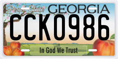 GA license plate CCK0986