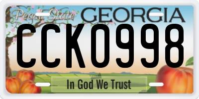 GA license plate CCK0998