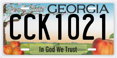 GA license plate CCK1021