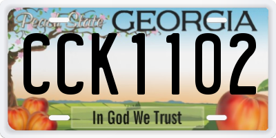 GA license plate CCK1102