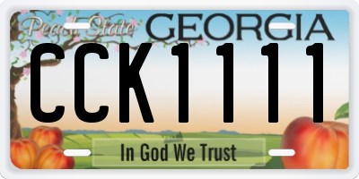 GA license plate CCK1111