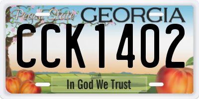 GA license plate CCK1402