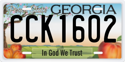 GA license plate CCK1602