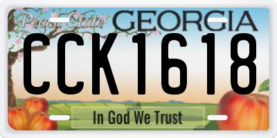 GA license plate CCK1618