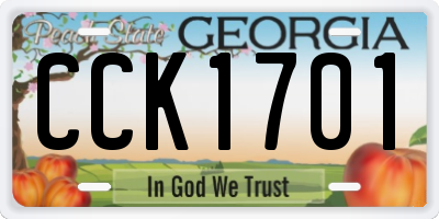 GA license plate CCK1701