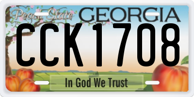 GA license plate CCK1708