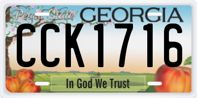 GA license plate CCK1716