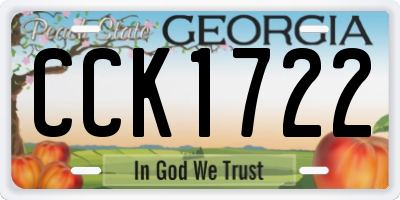 GA license plate CCK1722