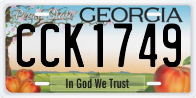 GA license plate CCK1749
