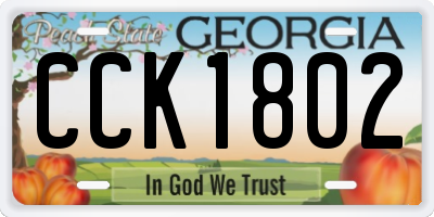GA license plate CCK1802