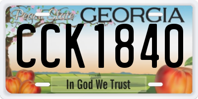 GA license plate CCK1840