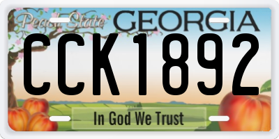 GA license plate CCK1892