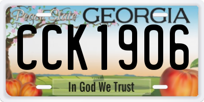 GA license plate CCK1906