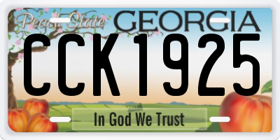 GA license plate CCK1925